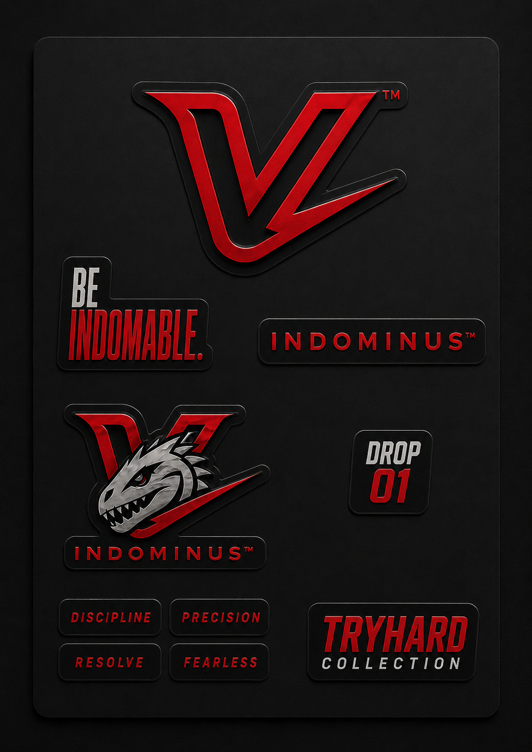 Cartela de Adesivos oficial do DROP 01 — TRYHARD COLLECTION